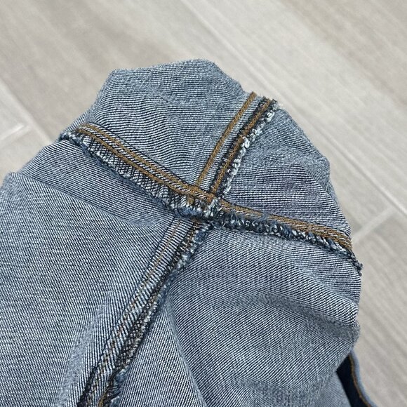 Spanx Distressed Denim Leggings Release Hem Skinny Jeans in Medium Wash Size LT - Picture 6 of 16